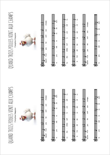 Quand trois poules vont aux champs Partition gratuite